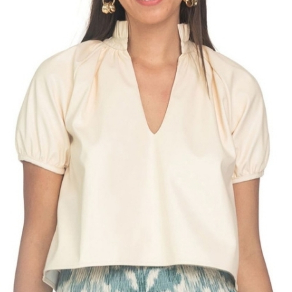 'Olivia James' buttercream Elizabeth Top Leather